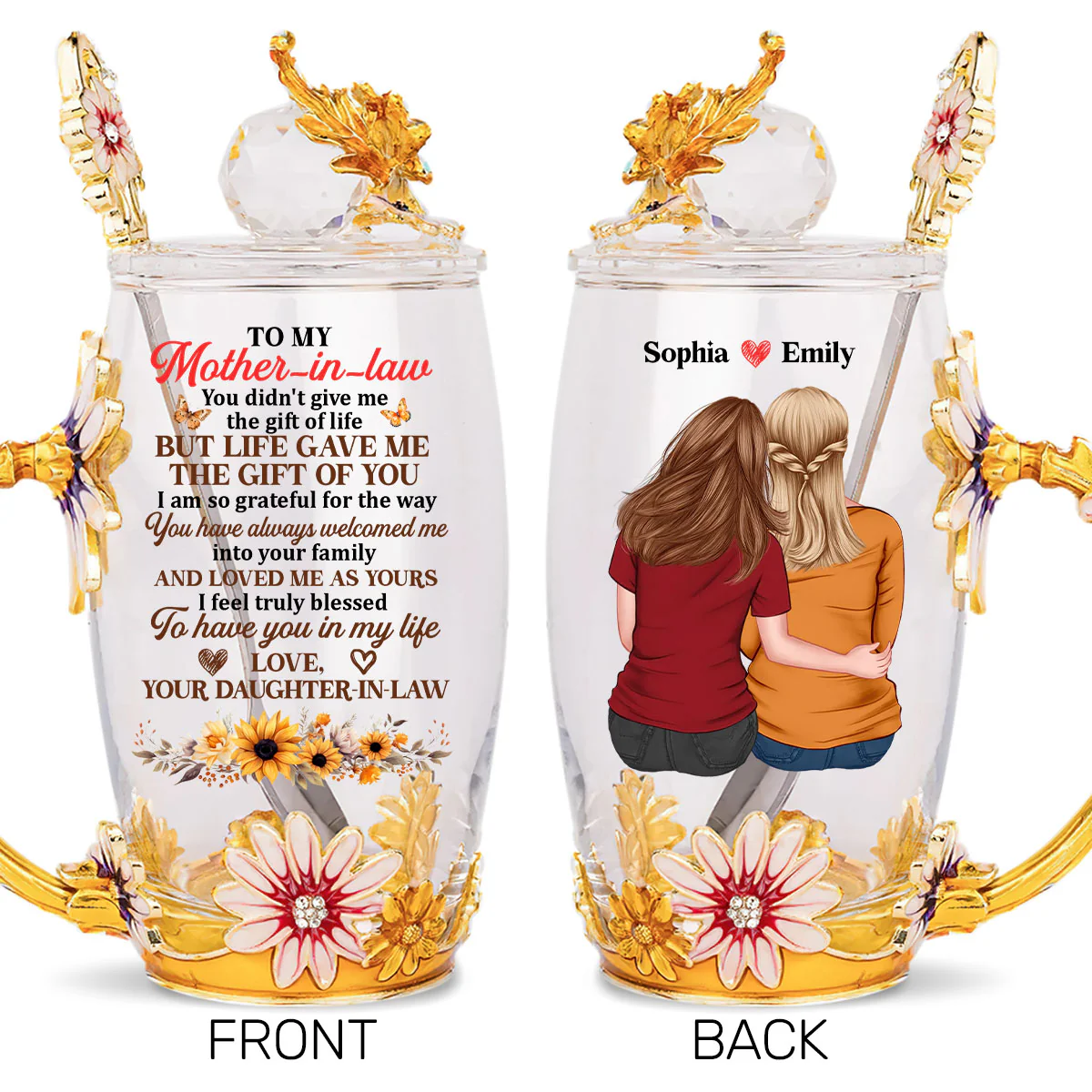Thank You My Mother-in-law - Personalized Flower Tea Cup - Image 3