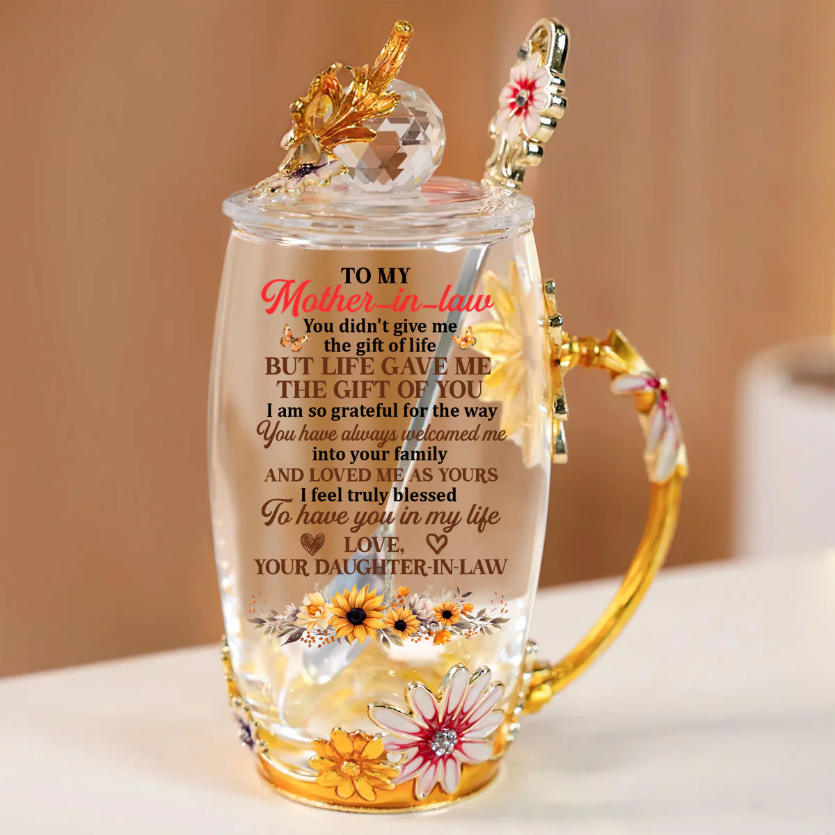 Thank You My Mother-in-law - Personalized Flower Tea Cup - Image 4