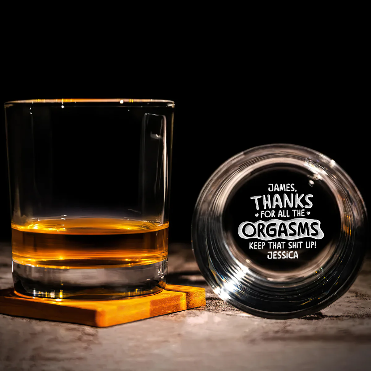 Thanks For All The Orgasms - Personalized Engraved Whiskey Glass - Image 5