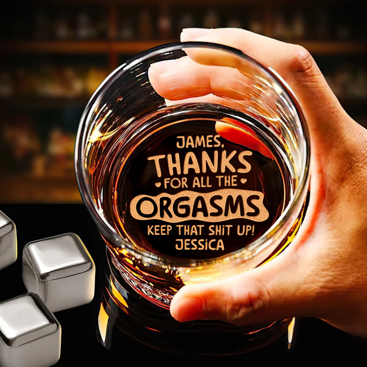 Thanks For All The Orgasms - Personalized Engraved Whiskey Glass - Image 6