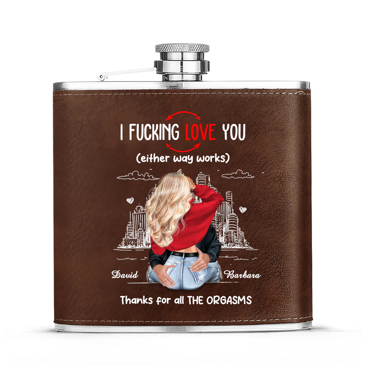 Thanks For All The Orgasms - Personalized Leather Flask