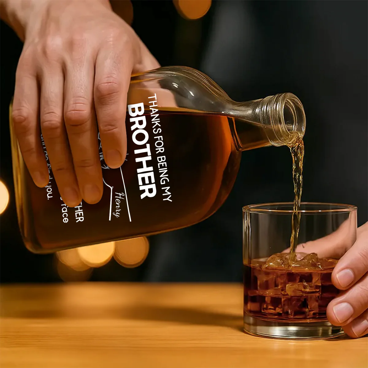 Thanks For Being My Brother - Personalized Whiskey Bottle - Image 3