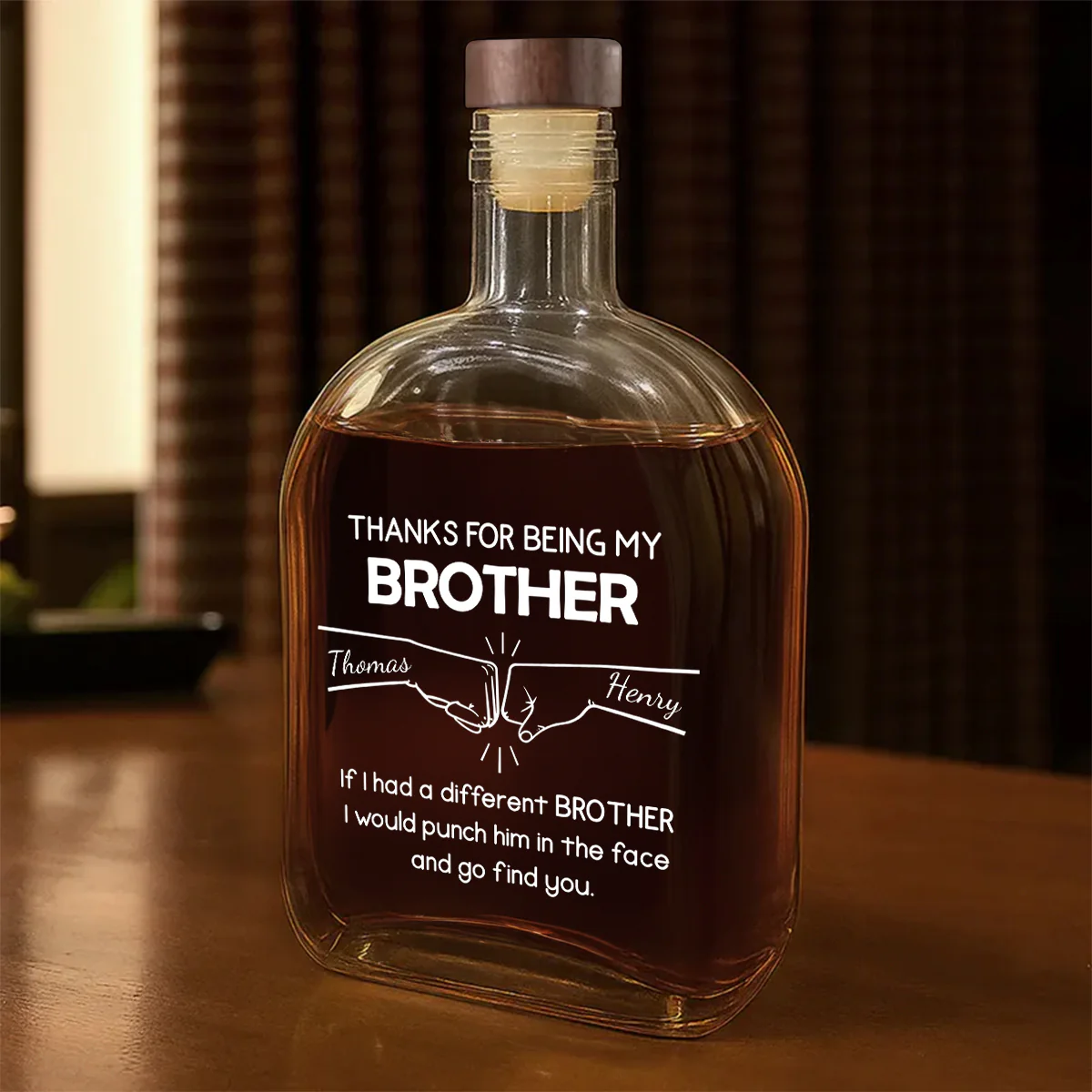 Thanks For Being My Brother - Personalized Whiskey Bottle - Image 5