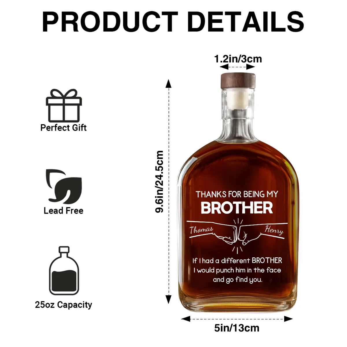 Thanks For Being My Brother - Personalized Whiskey Bottle - Image 6