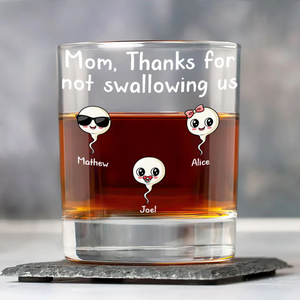 Thanks For Not Swallowing Us - Personalized Round Whiskey Glass - Image 4
