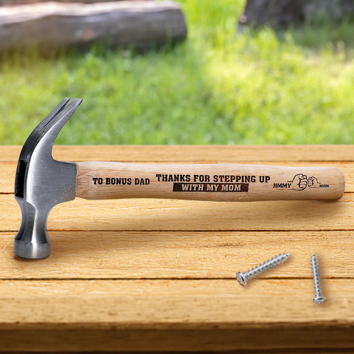 Thanks For Stepping Up With My Mom - Personalized Wooden Hammer - Image 2