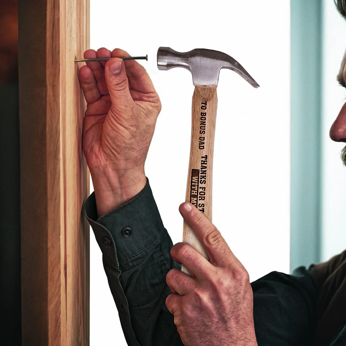 Thanks For Stepping Up With My Mom - Personalized Wooden Hammer - Image 3