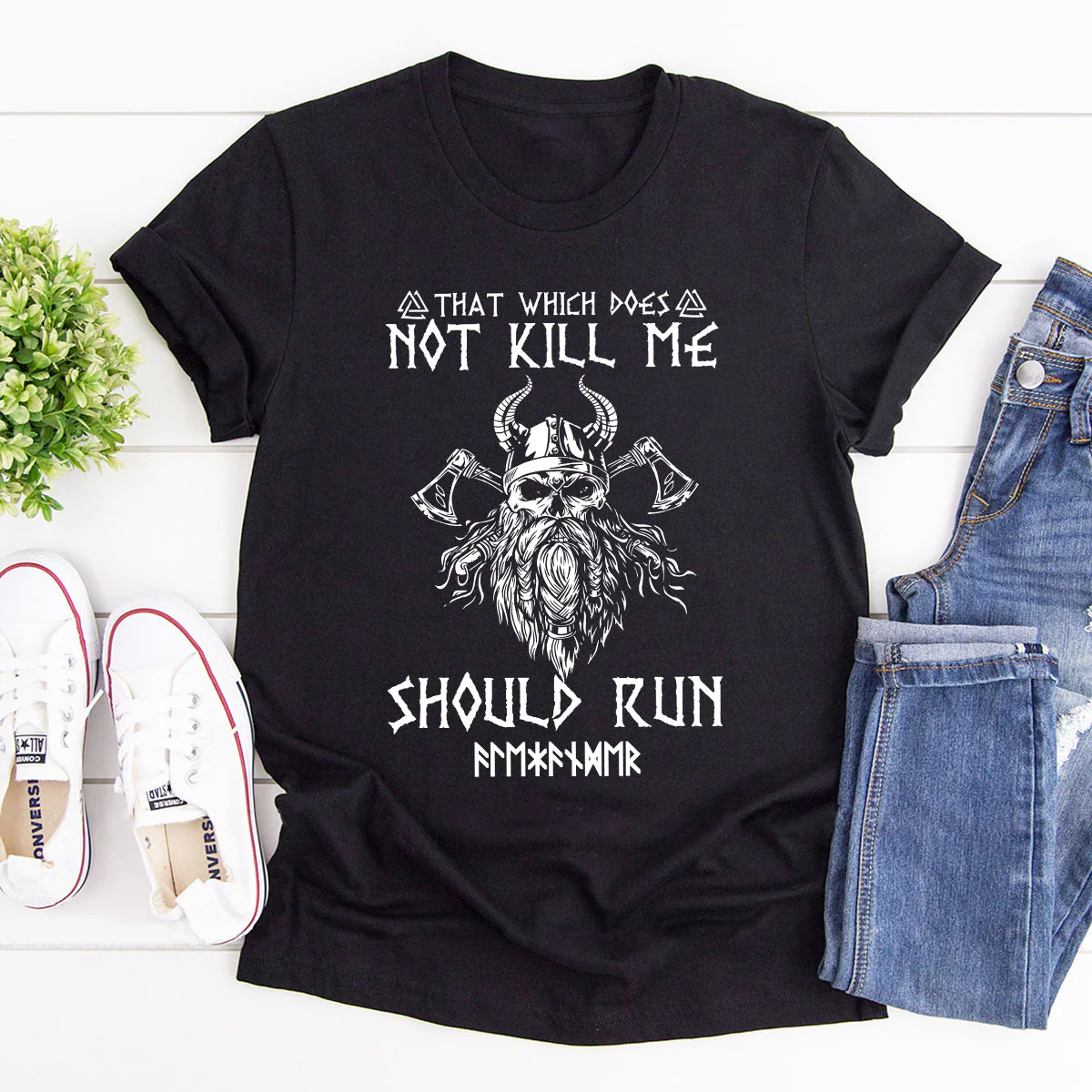 That Which Does Not Kill Me Should Run Name In Runes Viking - Personalized 2D Unisex T-shirt - Image 3