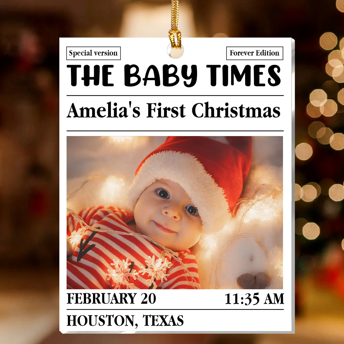 The Baby Times - Personalized 1-Layer Acrylic Ornament - Image 2