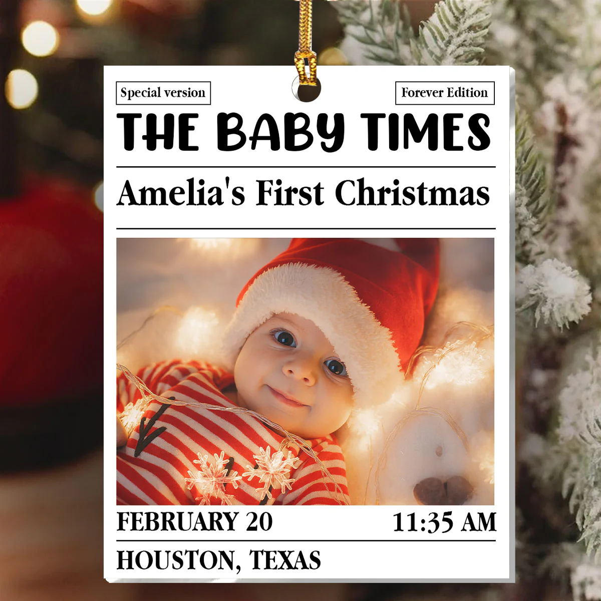 The Baby Times - Personalized 1-Layer Acrylic Ornament - Image 6