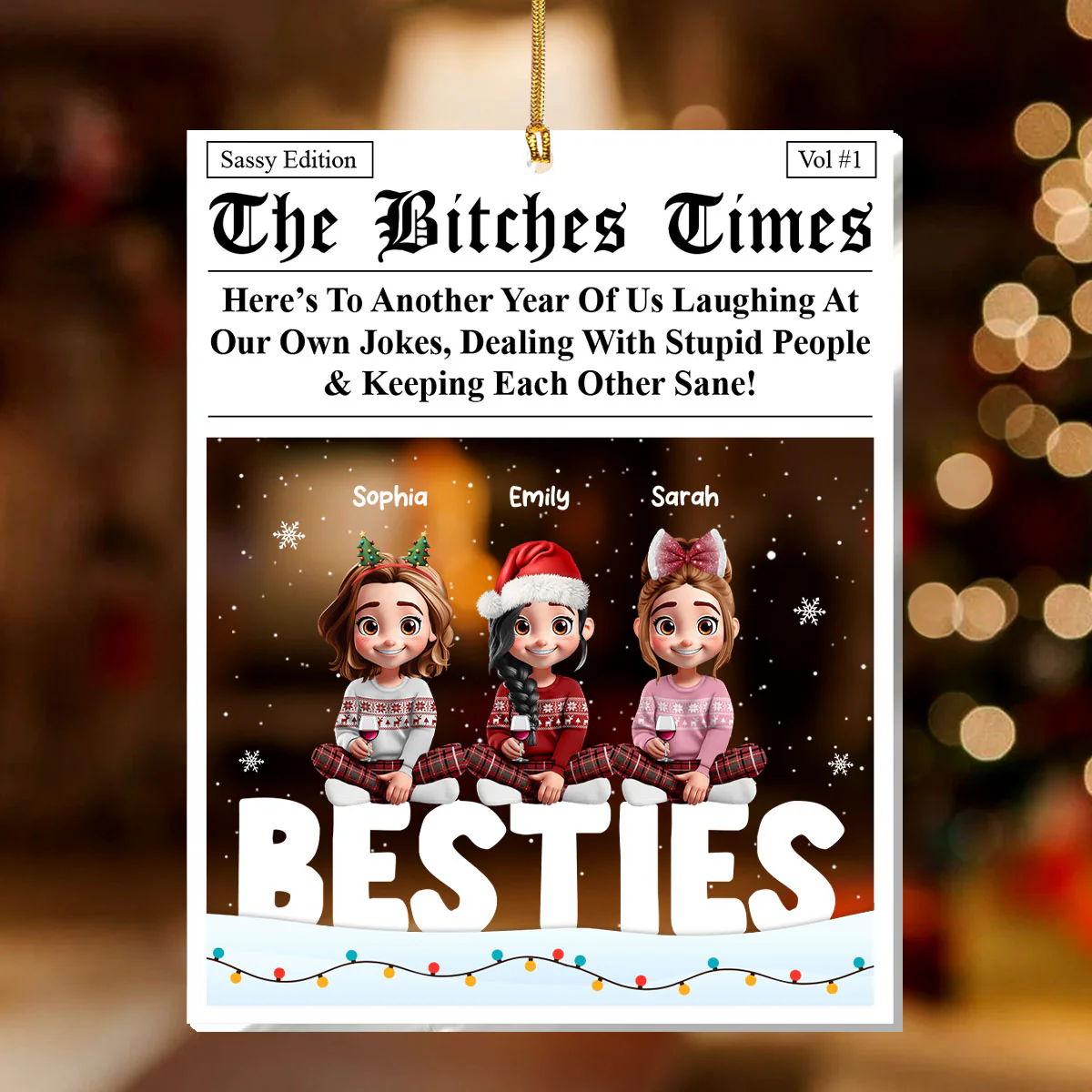 The Best Bitches Times - Personalized 1-Layer Acrylic Ornament - Image 2