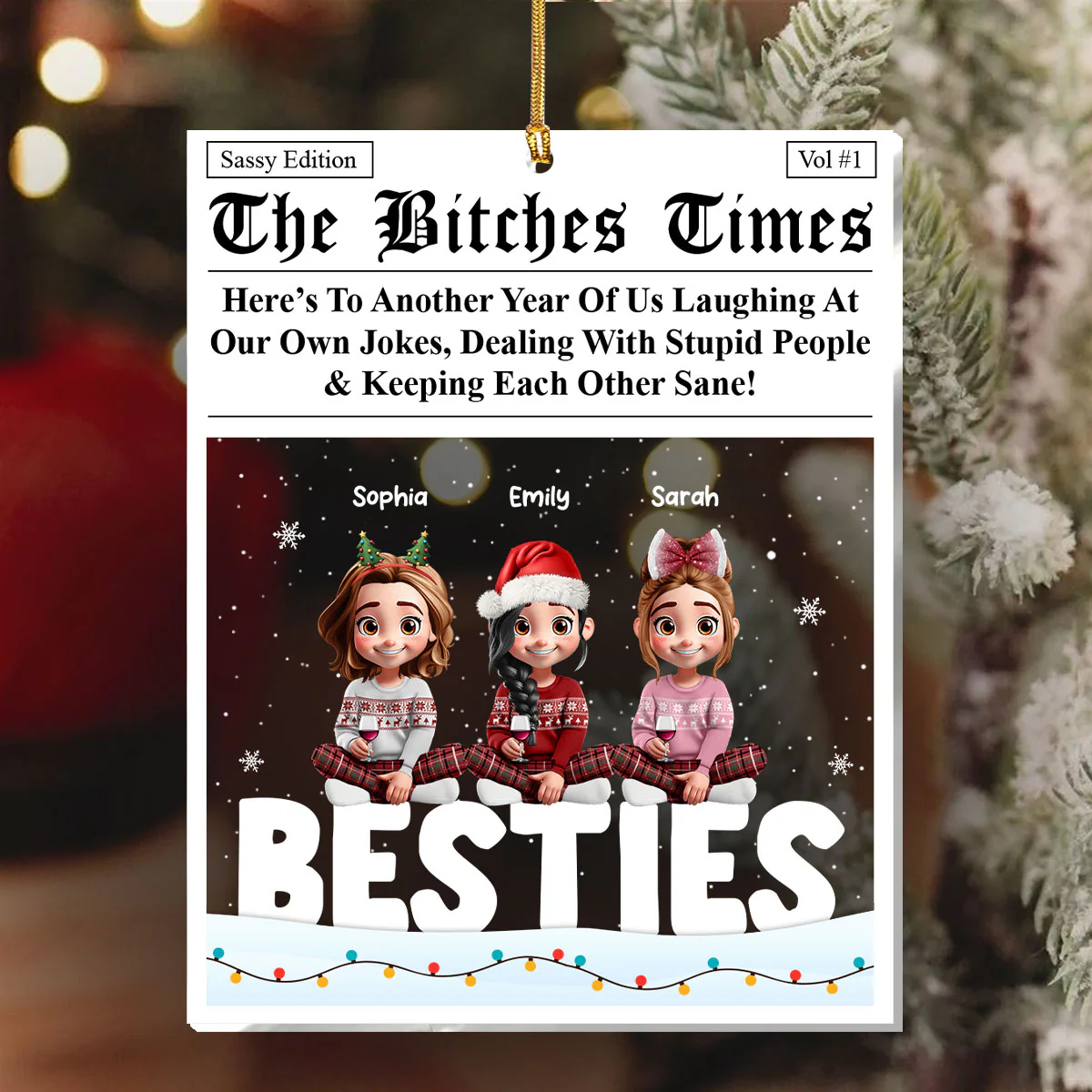 The Best Bitches Times - Personalized 1-Layer Acrylic Ornament - Image 6