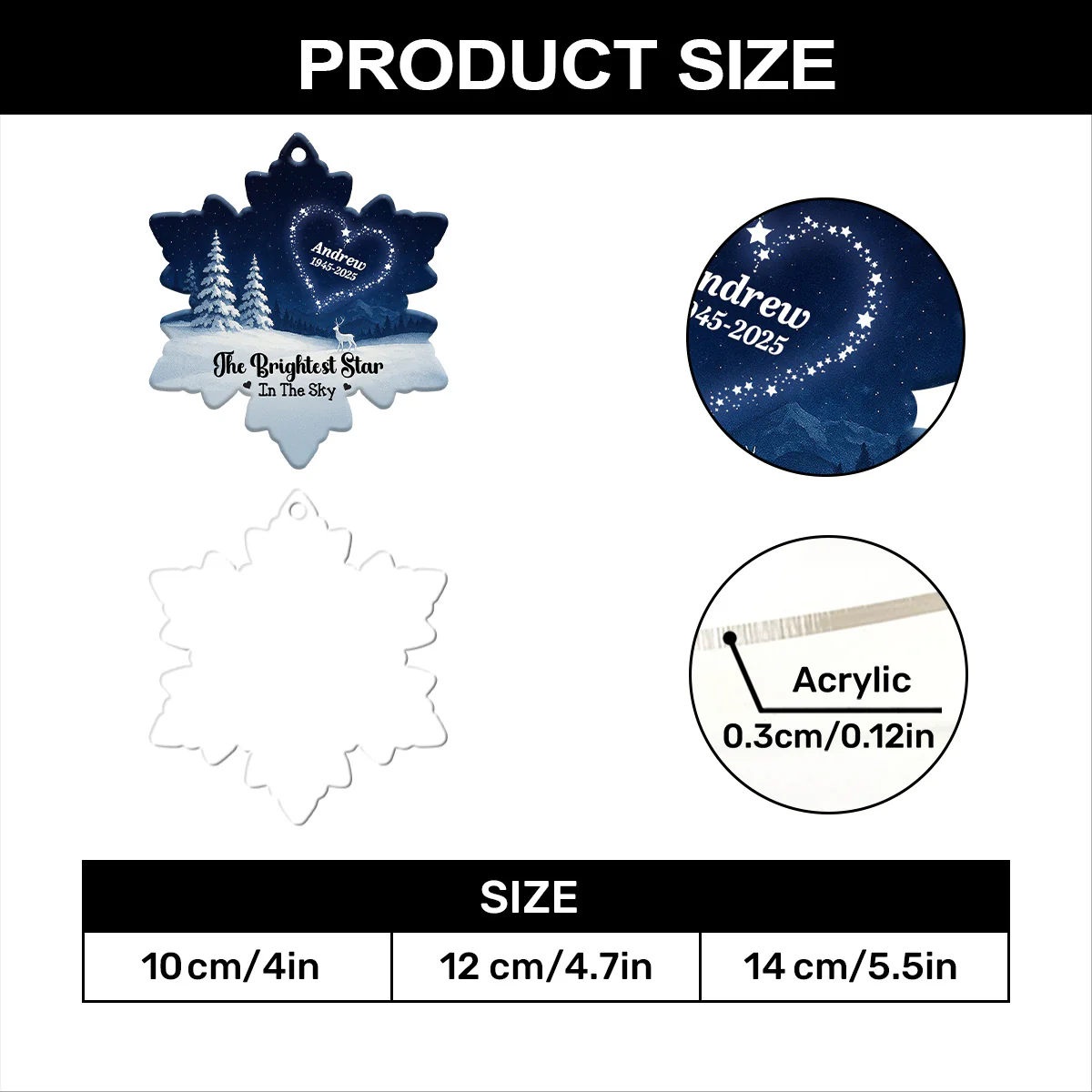The Brightest Star On The Sky 2 - Personalized 1-Layer Acrylic Ornament - Image 7
