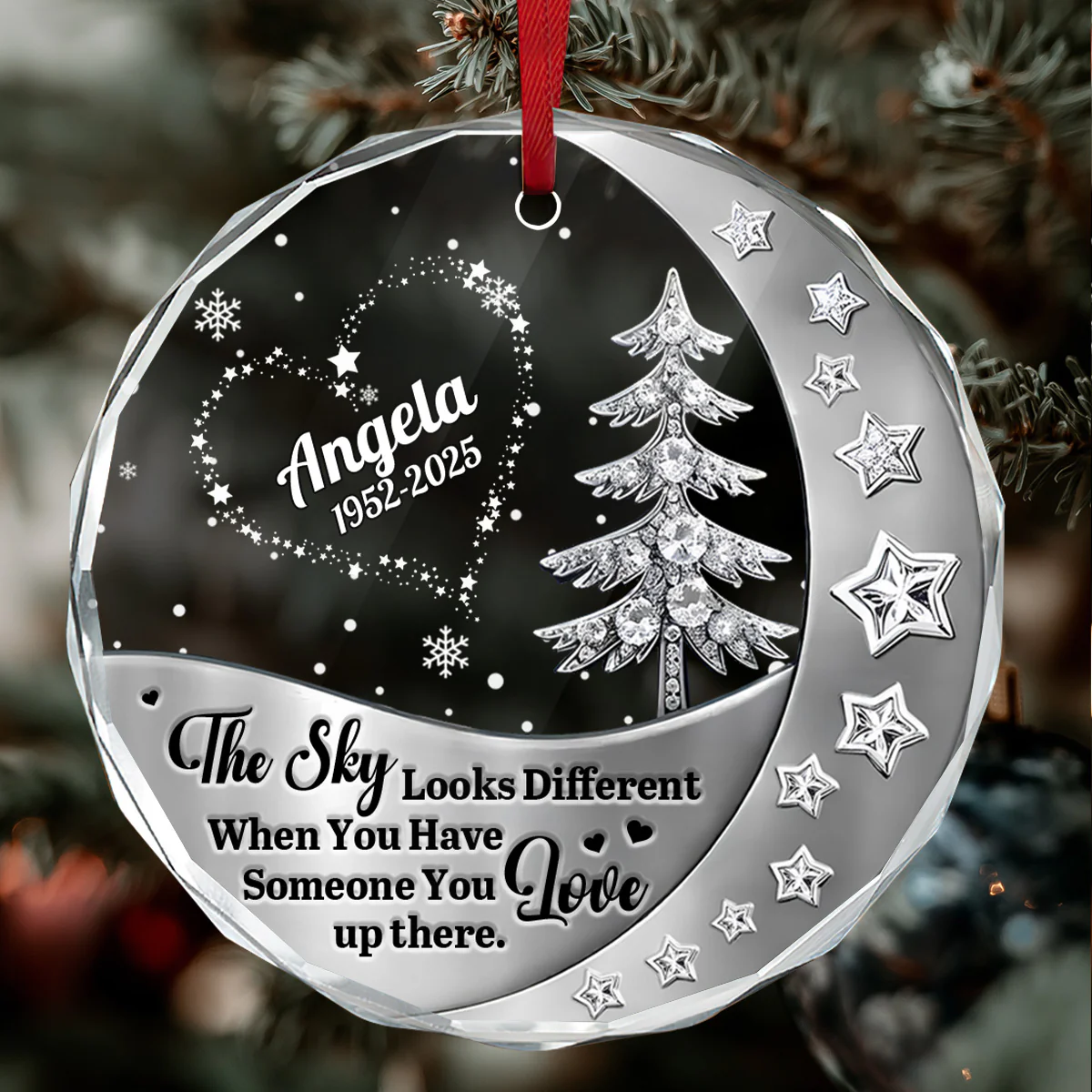 The Brightest Star On The Sky - Personalized Round Shaped Glass Ornament - Image 2