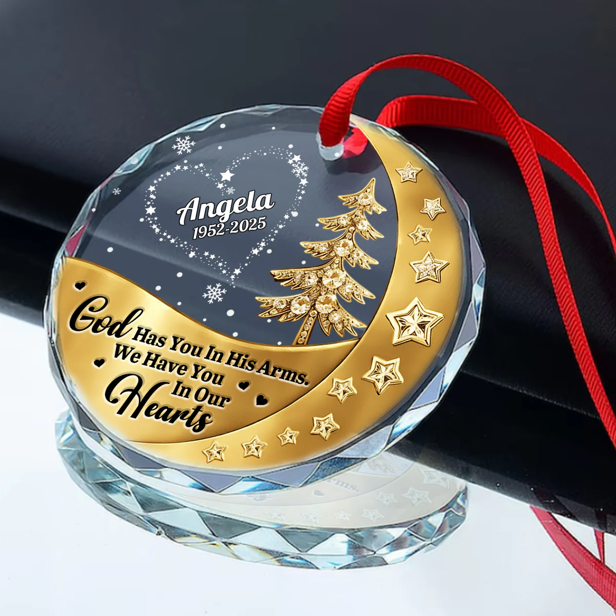 The Brightest Star On The Sky - Personalized Round Shaped Glass Ornament - Image 3