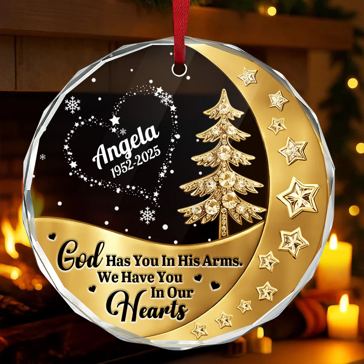 The Brightest Star On The Sky - Personalized Round Shaped Glass Ornament - Image 4