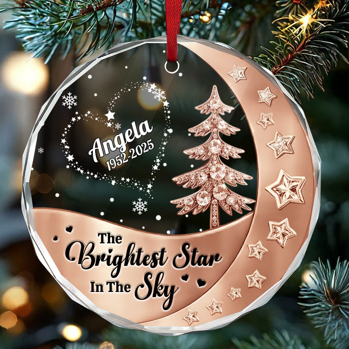 The Brightest Star On The Sky - Personalized Round Shaped Glass Ornament - Image 5