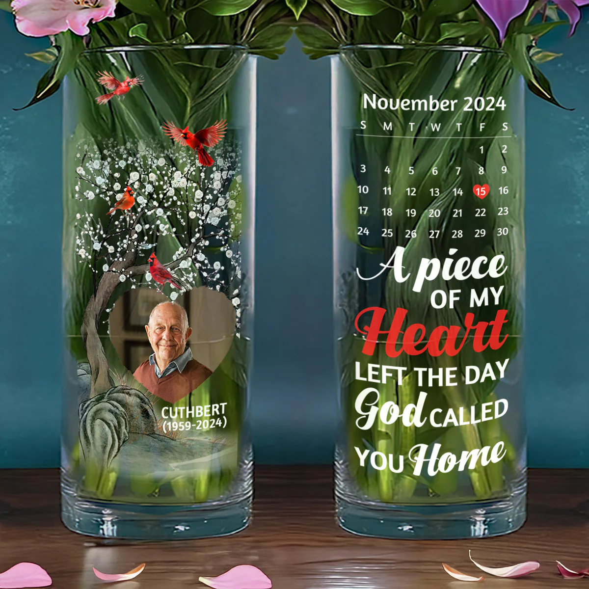 The Day God Called You Home - Personalized Glass Vase - Image 5