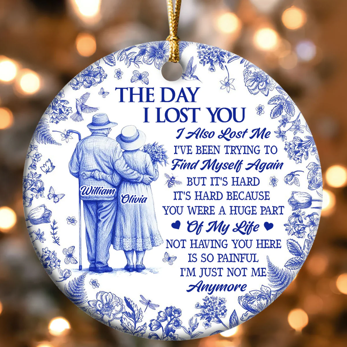 The Day I Lost You - Personalized Round Shaped Ceramic Ornament - Image 4