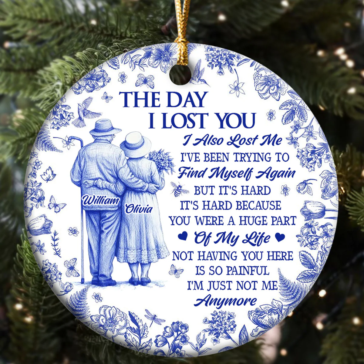 The Day I Lost You - Personalized Round Shaped Ceramic Ornament - Image 5