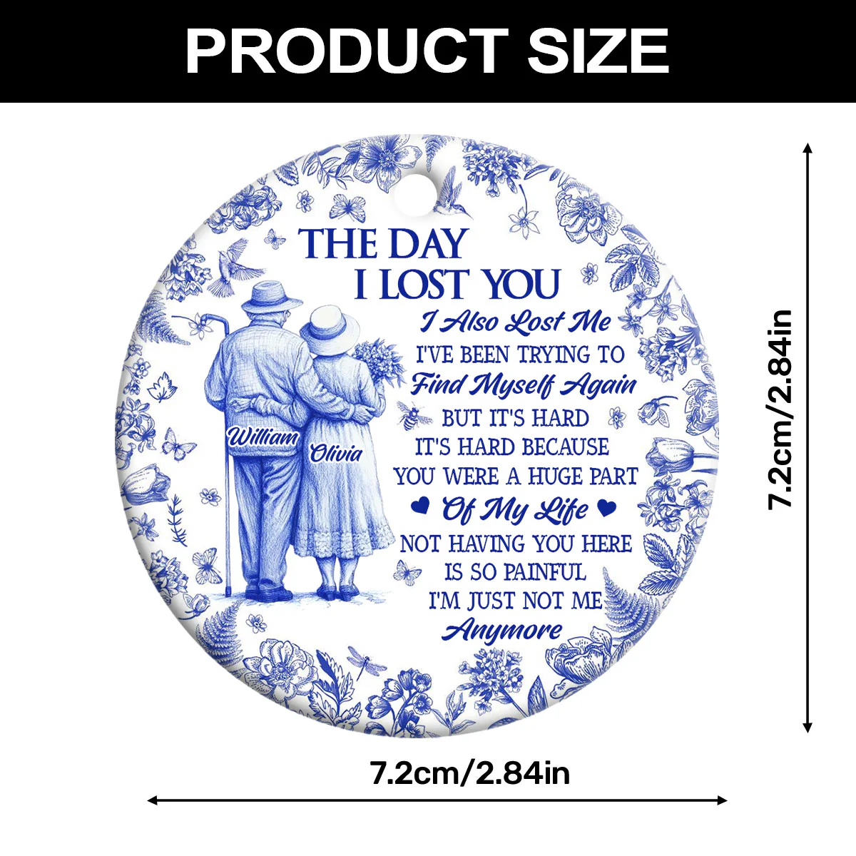 The Day I Lost You - Personalized Round Shaped Ceramic Ornament - Image 7