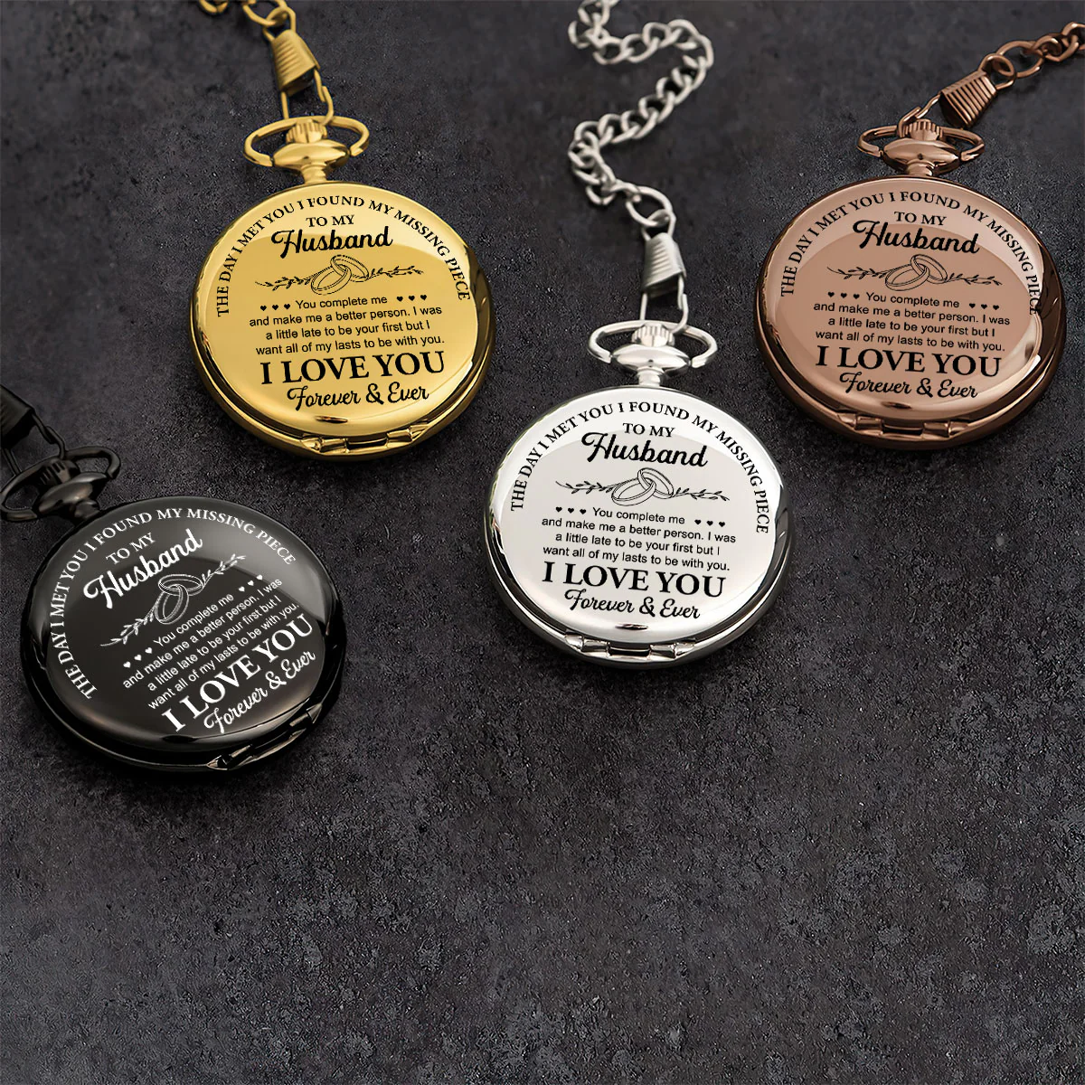 The Day I Met You I Found My Missing Piece - Personalized Pocket Watch - Image 3