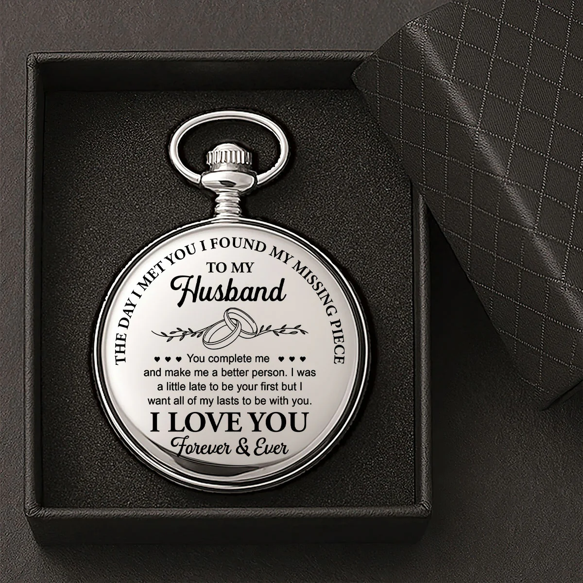 The Day I Met You I Found My Missing Piece - Personalized Pocket Watch - Image 4