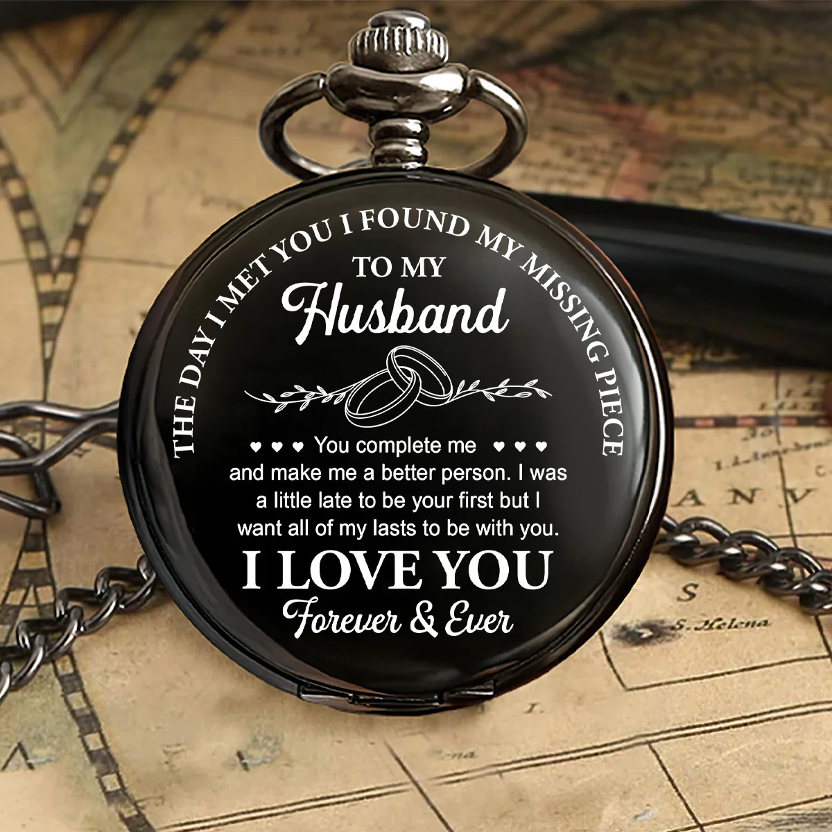 The Day I Met You I Found My Missing Piece - Personalized Pocket Watch - Image 5