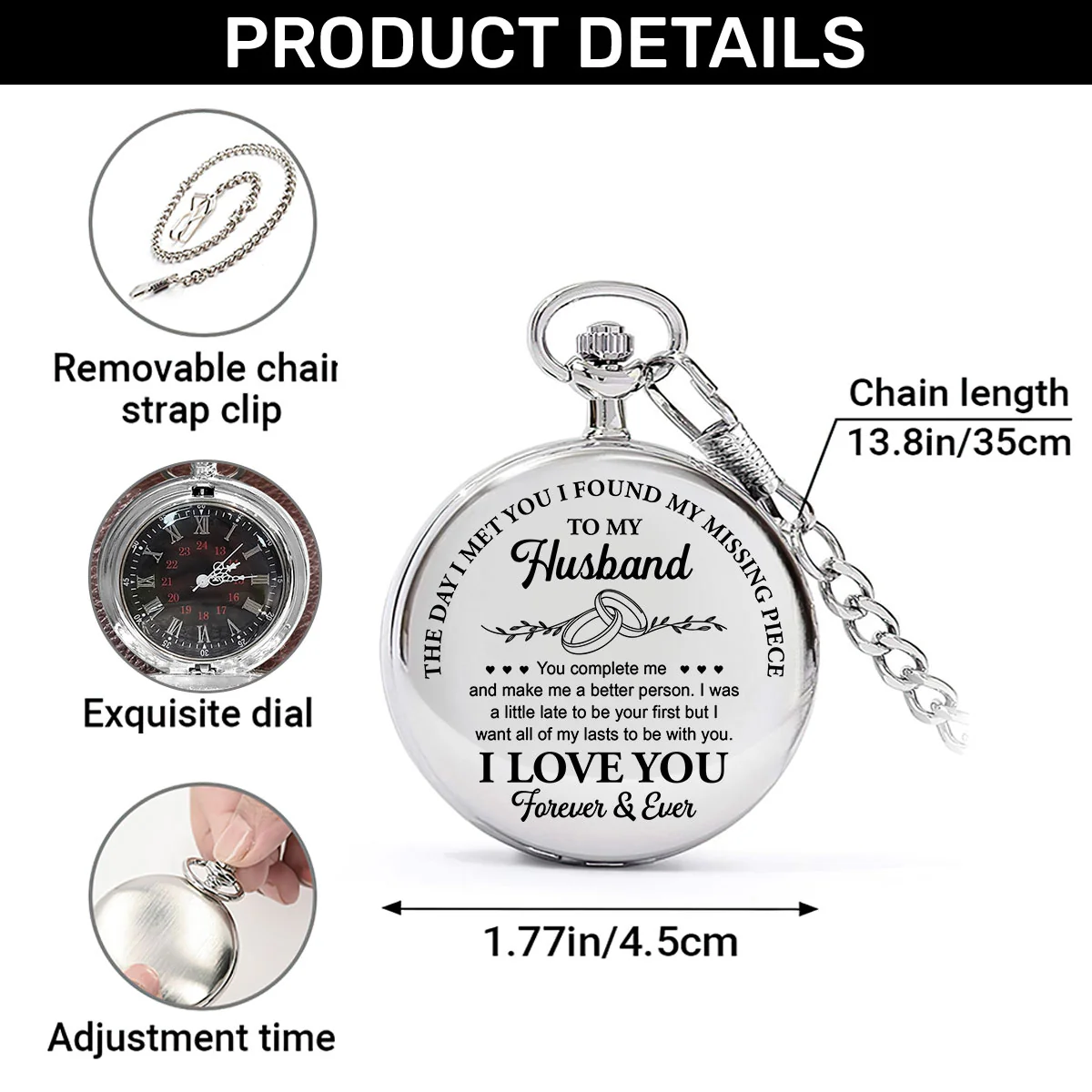 The Day I Met You I Found My Missing Piece - Personalized Pocket Watch - Image 7