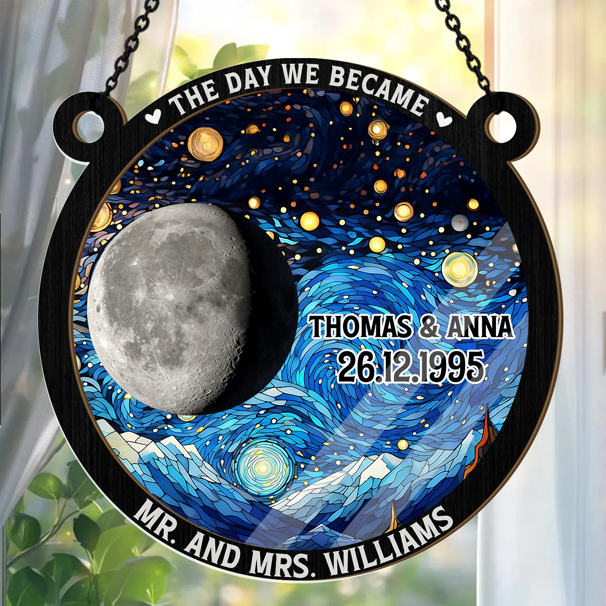 The Day We Became Mr & Mrs - Personalized Window Hanging Suncatcher - Image 3