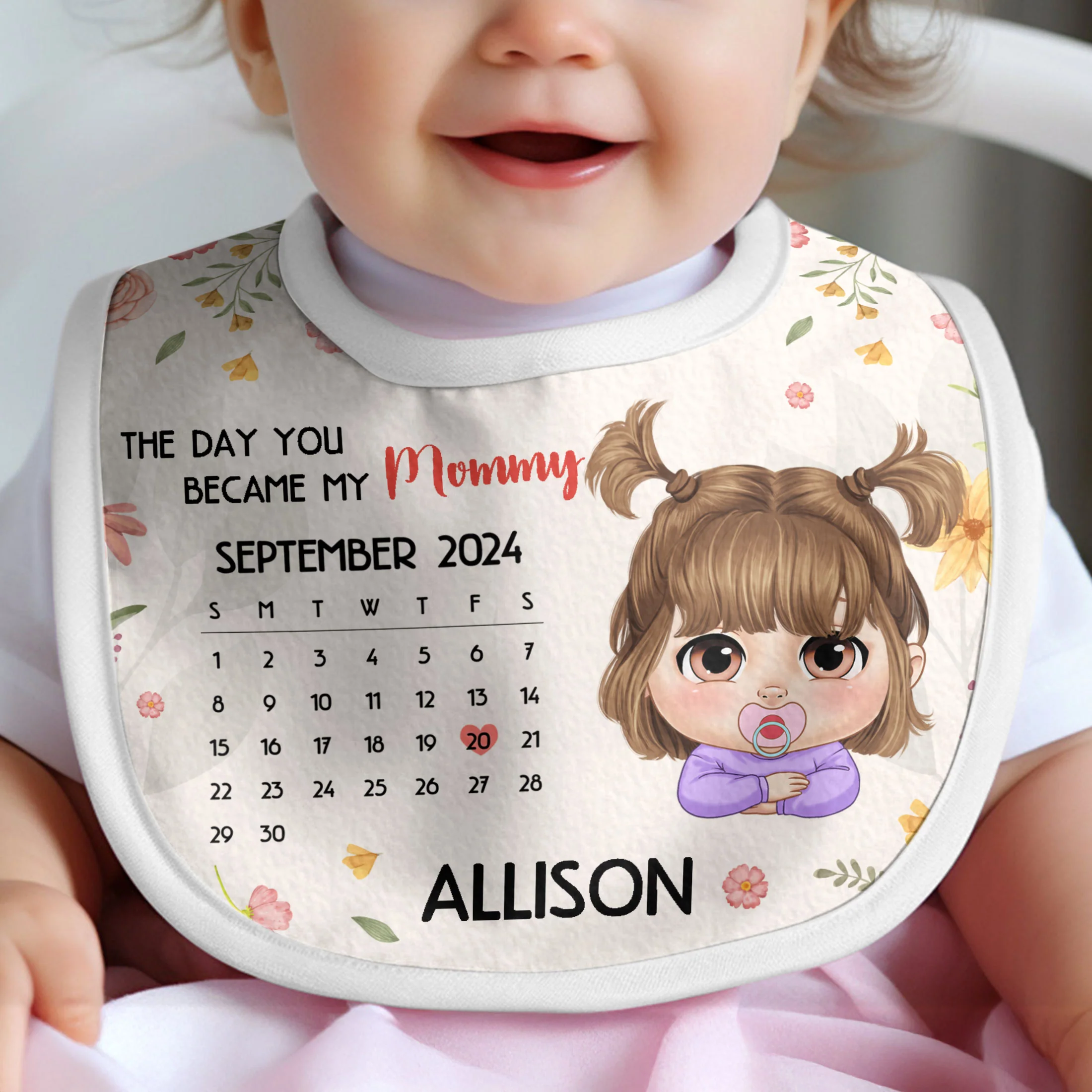 The Day You Became My Mommy - Personalized Baby Bib - Image 3