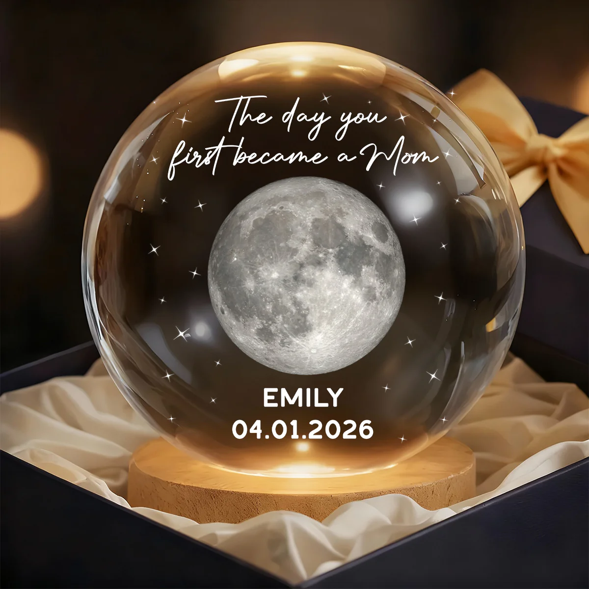 The Day You First Became A Mom - Personalized Crystal Ball Night Light - Image 7