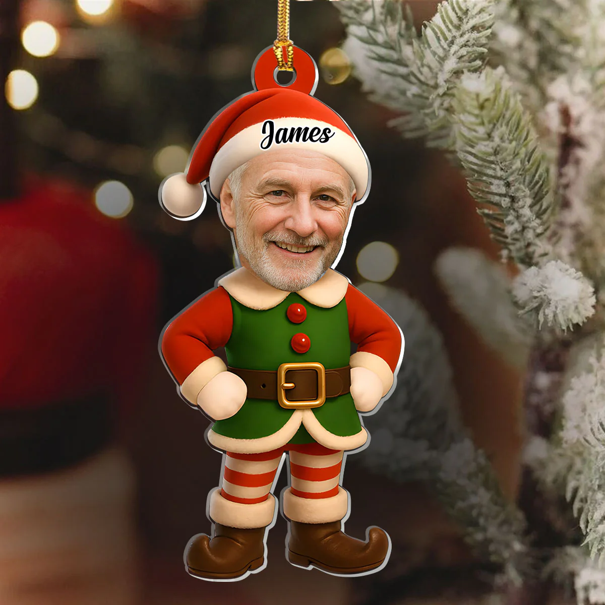 The Elf Family - Personalized 1-Layer Acrylic Ornament - Image 6