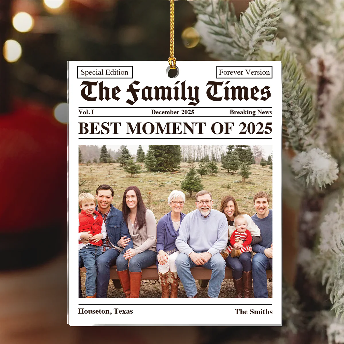 The Family Times Newspaper - Personalized 1-Layer Acrylic Ornament - Image 2