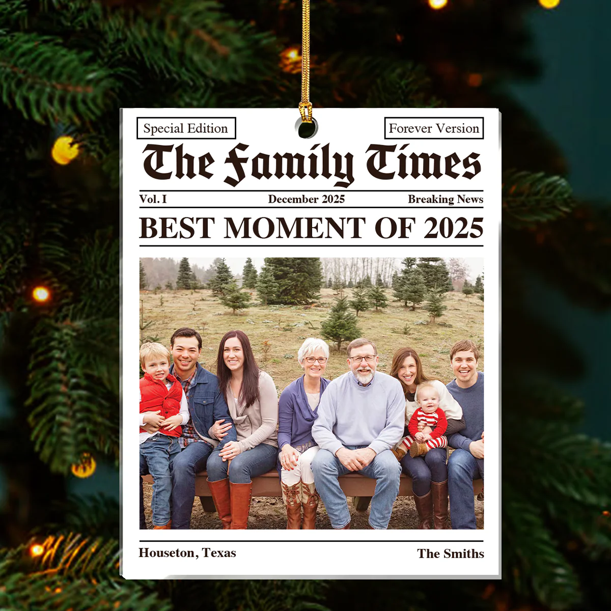 The Family Times Newspaper - Personalized 1-Layer Acrylic Ornament - Image 3