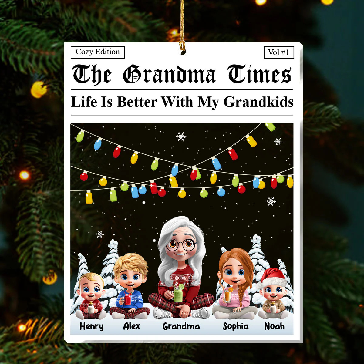 The Grandma Times - Personalized 1-Layer Acrylic Ornament - Image 3