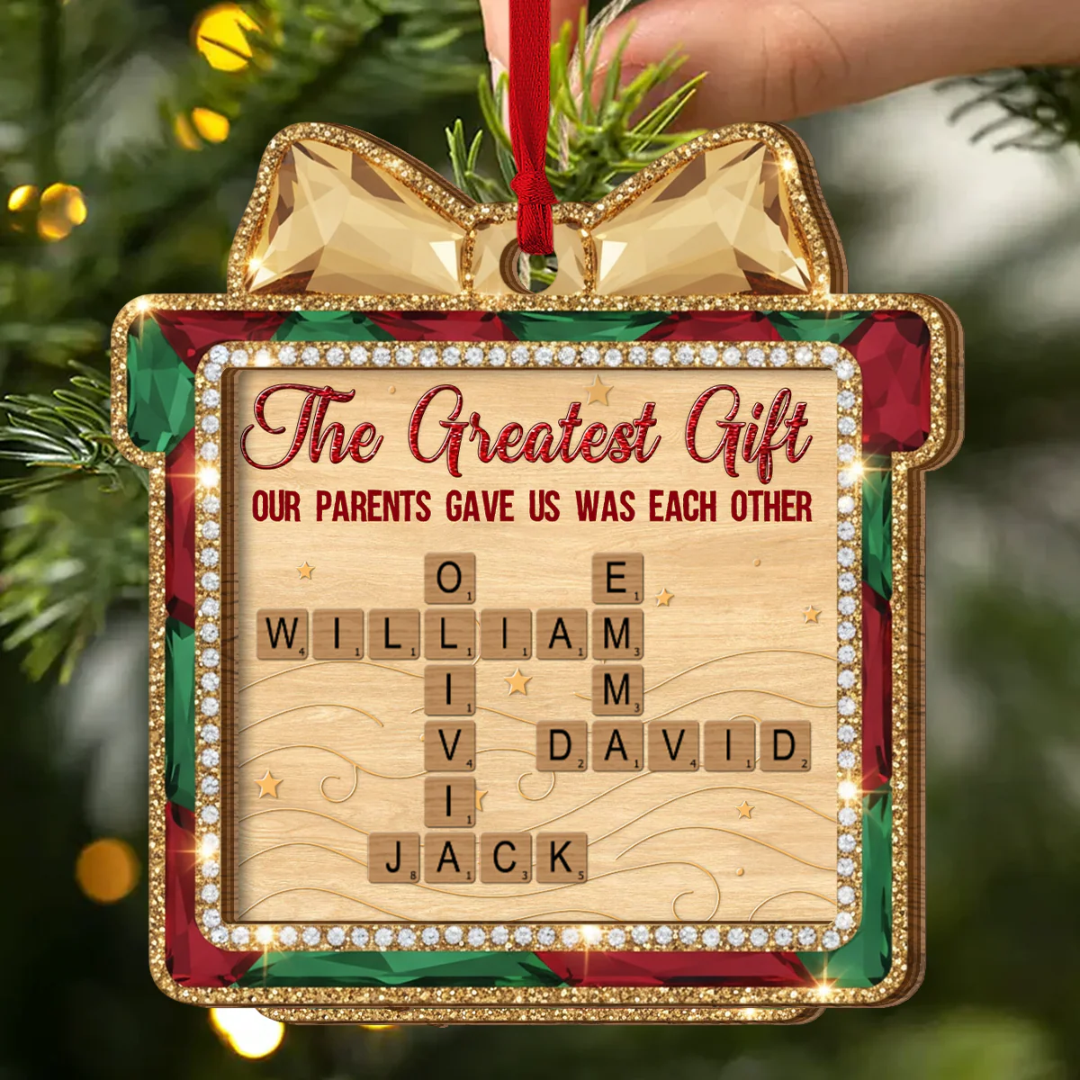 The Greatest Gift Our Parents Gave Us - Personalized 2-Layered Wooden Ornament - Image 2