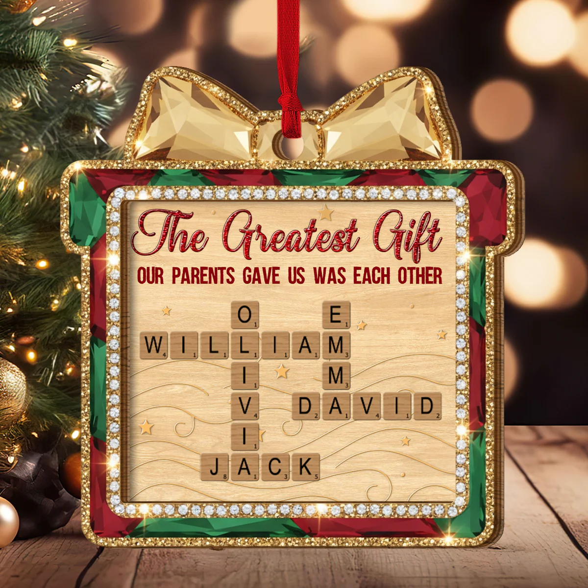 The Greatest Gift Our Parents Gave Us - Personalized 2-Layered Wooden Ornament - Image 3