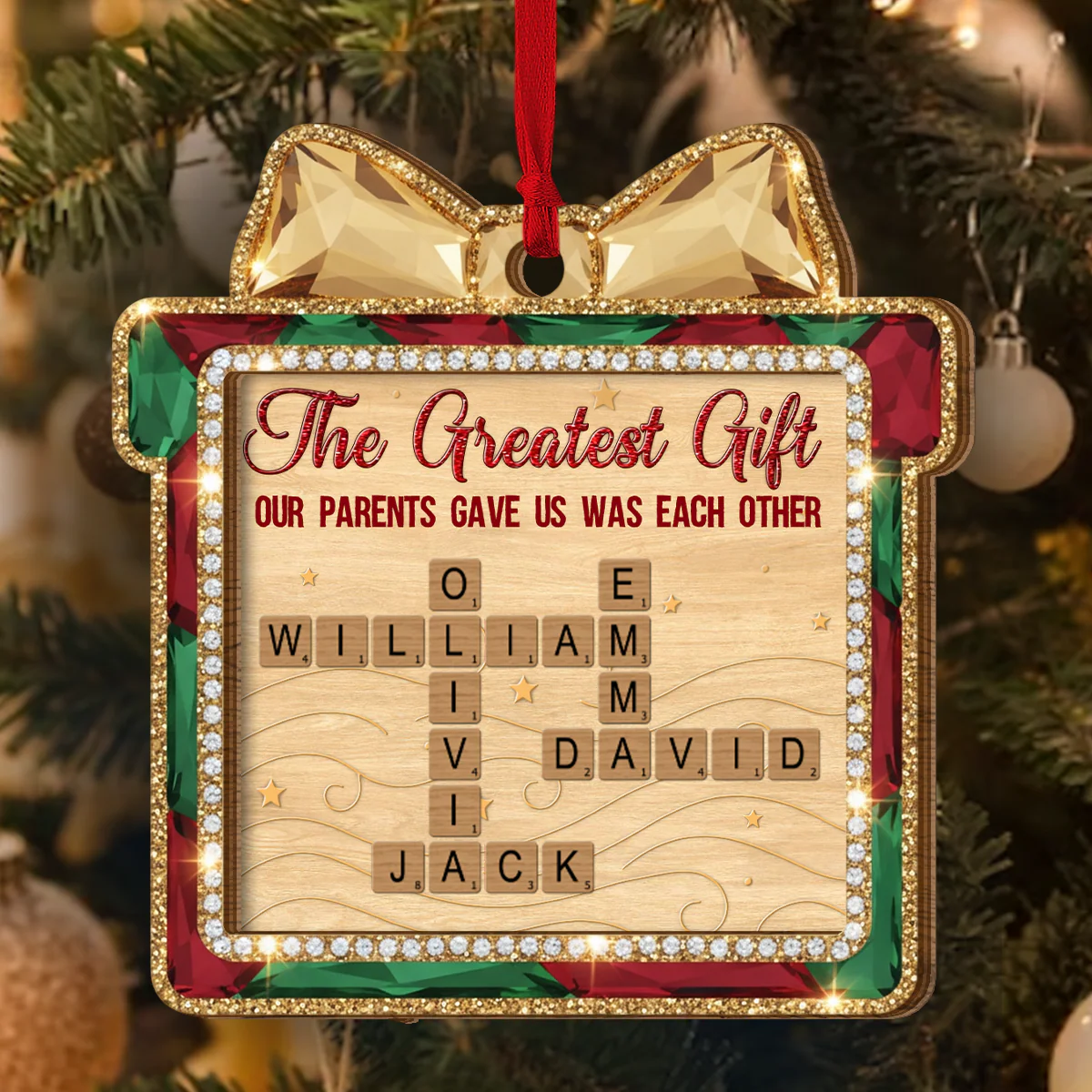The Greatest Gift Our Parents Gave Us - Personalized 2-Layered Wooden Ornament - Image 4