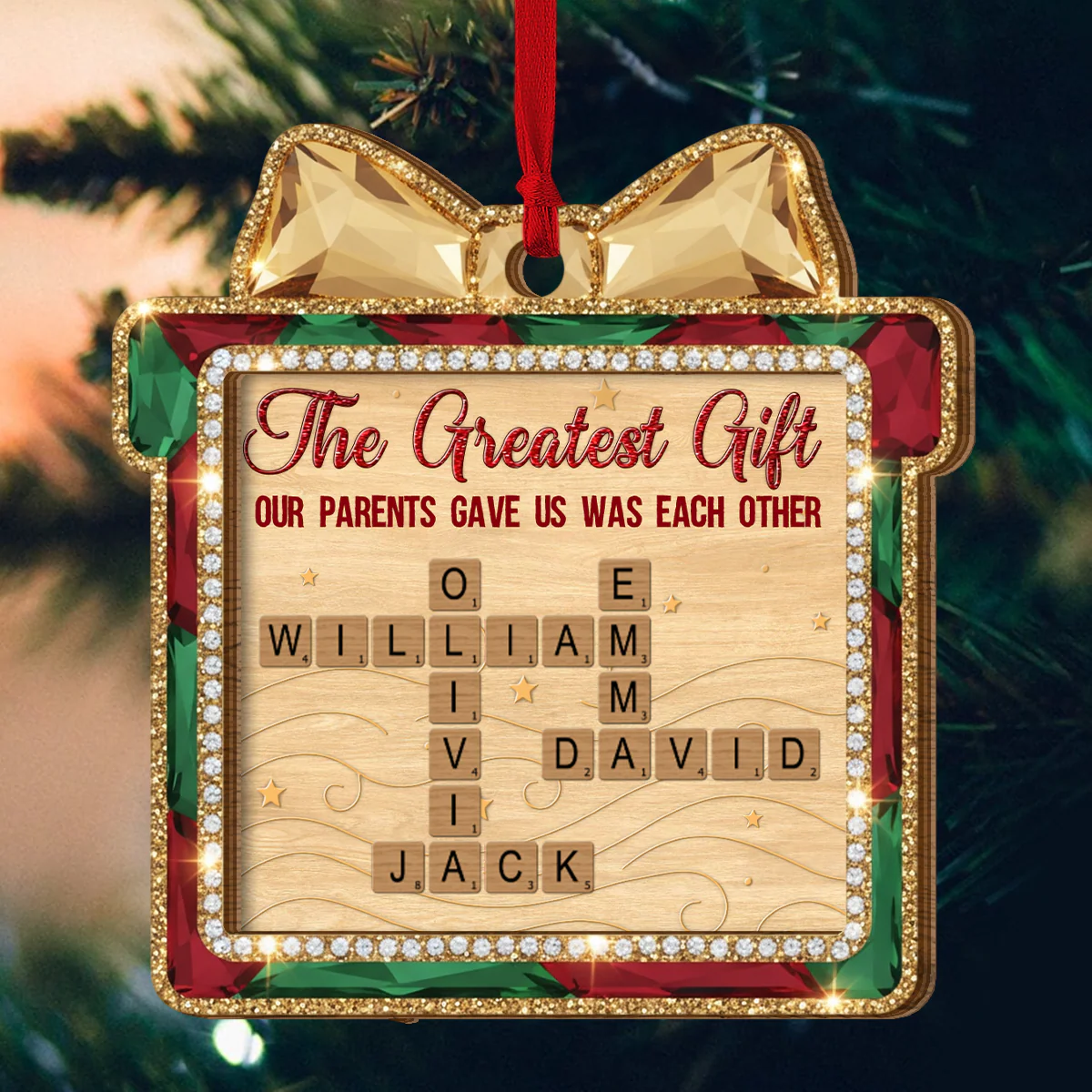 The Greatest Gift Our Parents Gave Us - Personalized 2-Layered Wooden Ornament - Image 5
