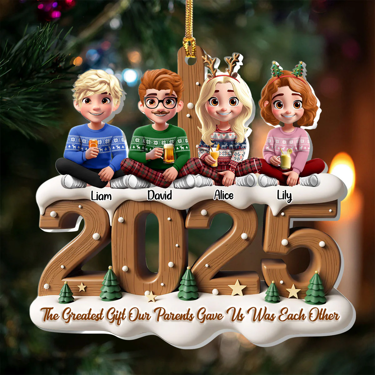 The Greatest Gift Our Parents Gave Us Was Each Other - Personalized 1-Layer Acrylic Ornament - Image 2