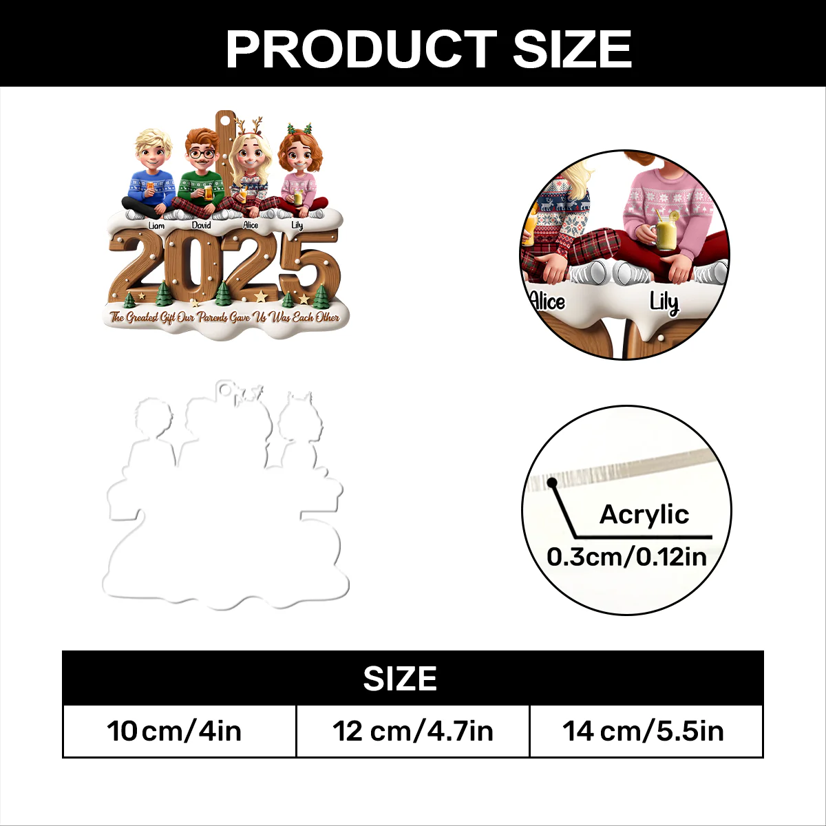 The Greatest Gift Our Parents Gave Us Was Each Other - Personalized 1-Layer Acrylic Ornament - Image 5