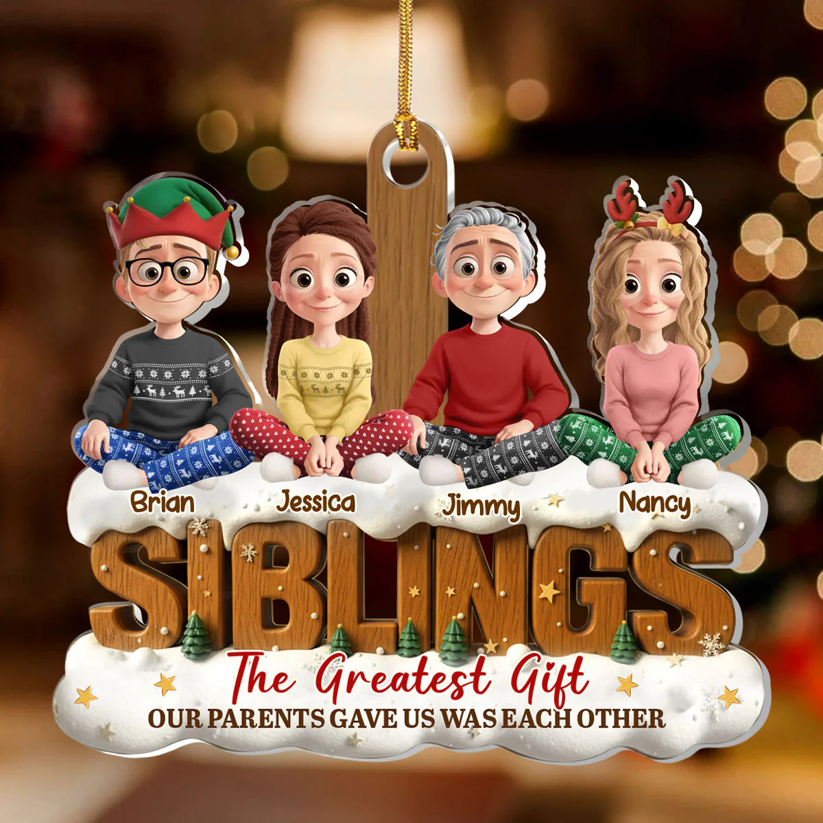 The Greatest Gift Our Parents Gave Us Was Each Other. - Personalized 1-Layer Acrylic Ornament - Image 2