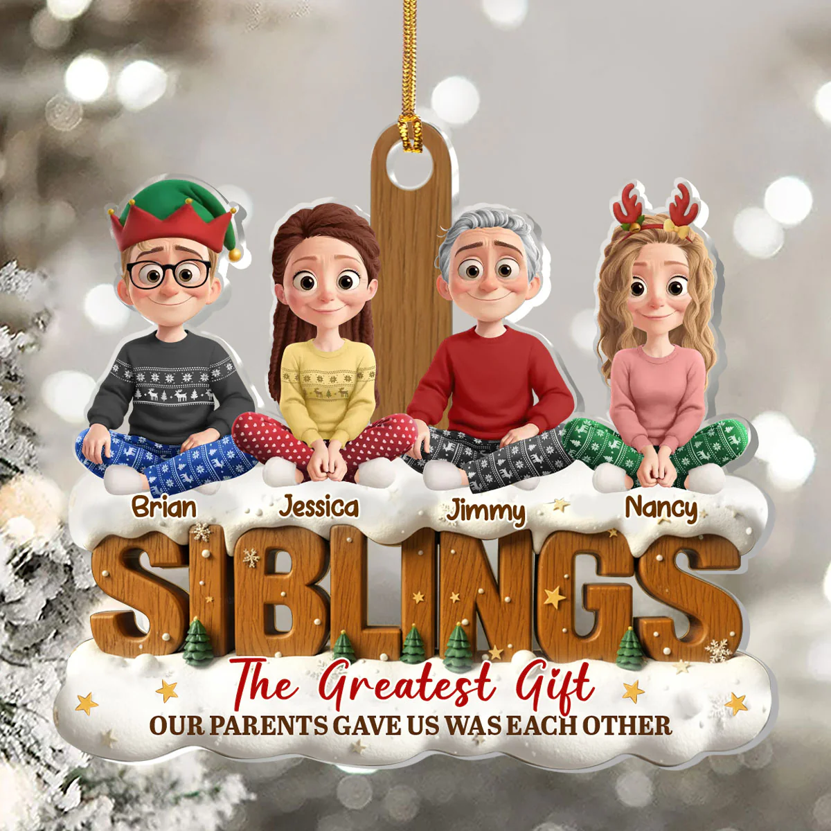 The Greatest Gift Our Parents Gave Us Was Each Other. - Personalized 1-Layer Acrylic Ornament - Image 5