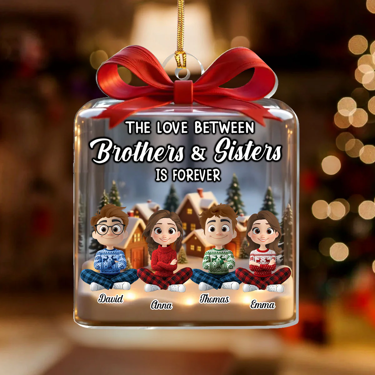 The Love Between Brothers & Sisters Is Forever - Personalized 1-Layer Acrylic Ornament - Image 2