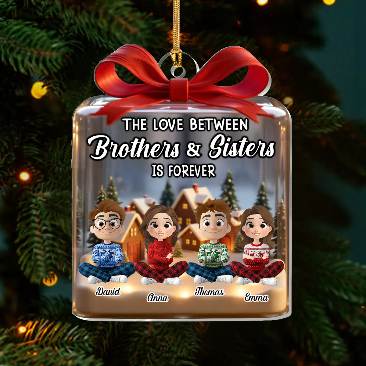 The Love Between Brothers & Sisters Is Forever - Personalized 1-Layer Acrylic Ornament - Image 3