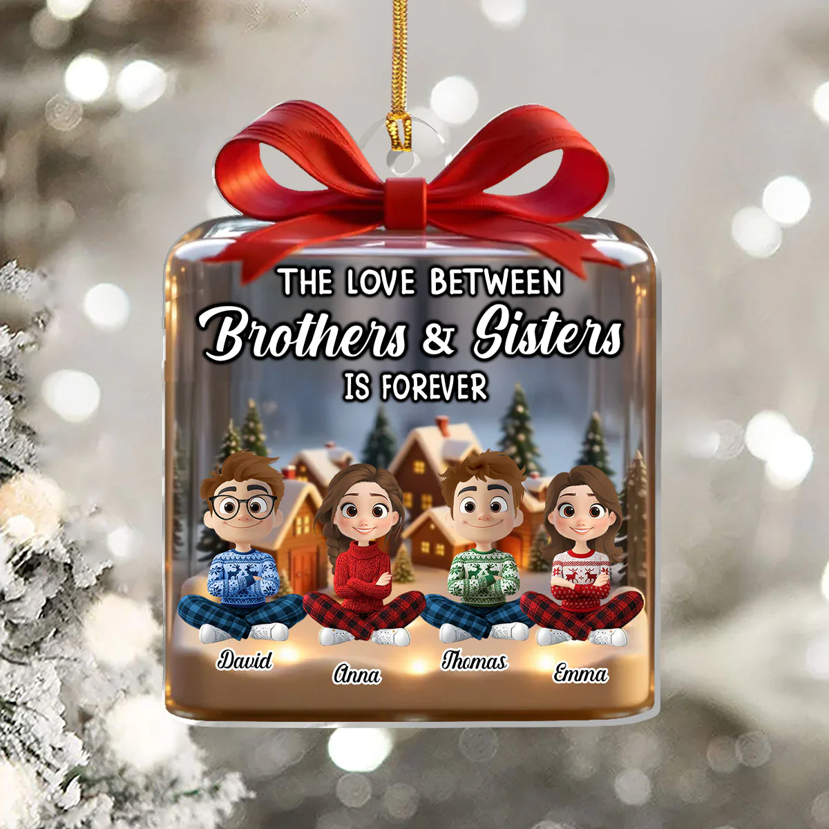 The Love Between Brothers & Sisters Is Forever - Personalized 1-Layer Acrylic Ornament - Image 5