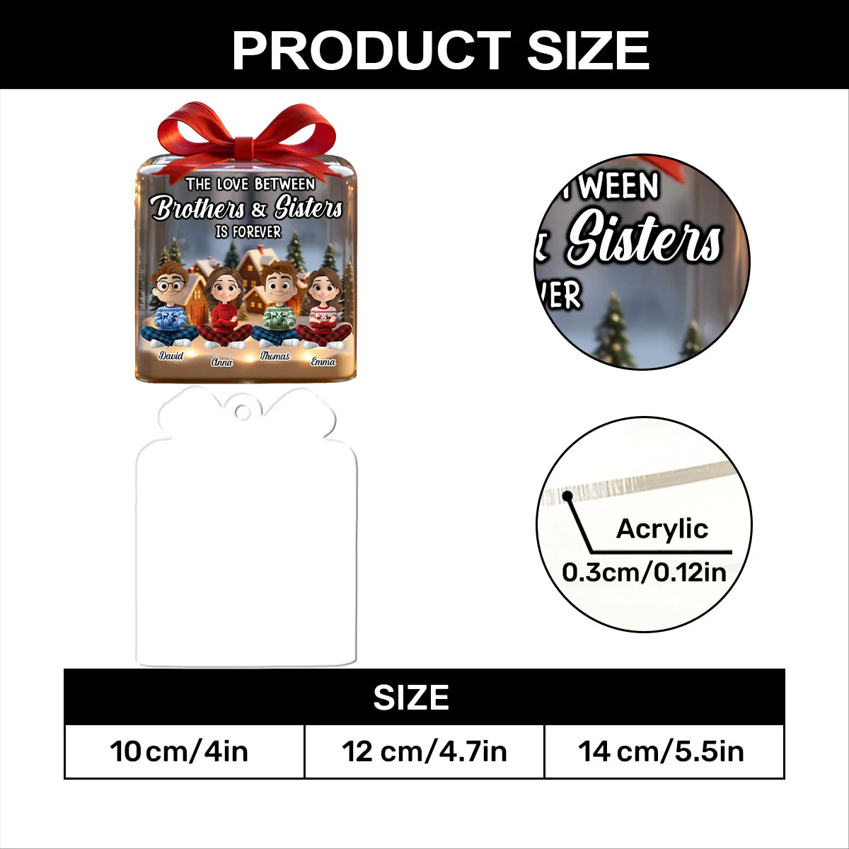 The Love Between Brothers & Sisters Is Forever - Personalized 1-Layer Acrylic Ornament - Image 7