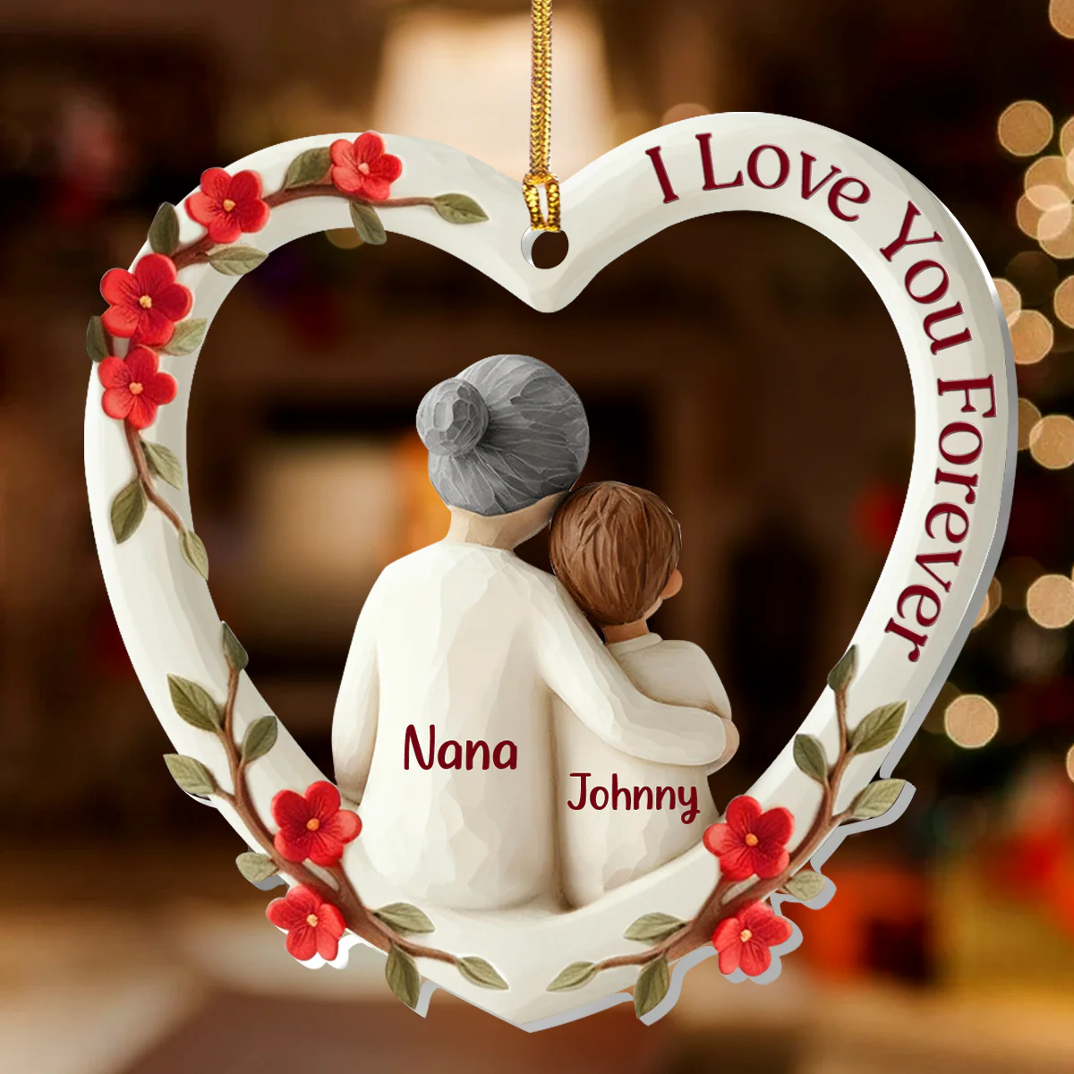 The Love Between Grandma And Grandchild Is Forever - Personalized 1-Layer Acrylic Ornament - Image 2