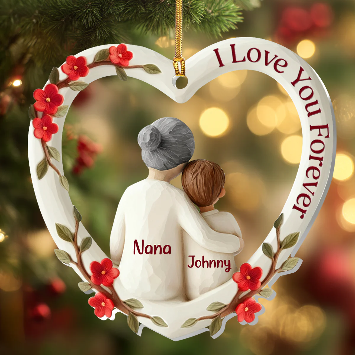 The Love Between Grandma And Grandchild Is Forever - Personalized 1-Layer Acrylic Ornament - Image 4